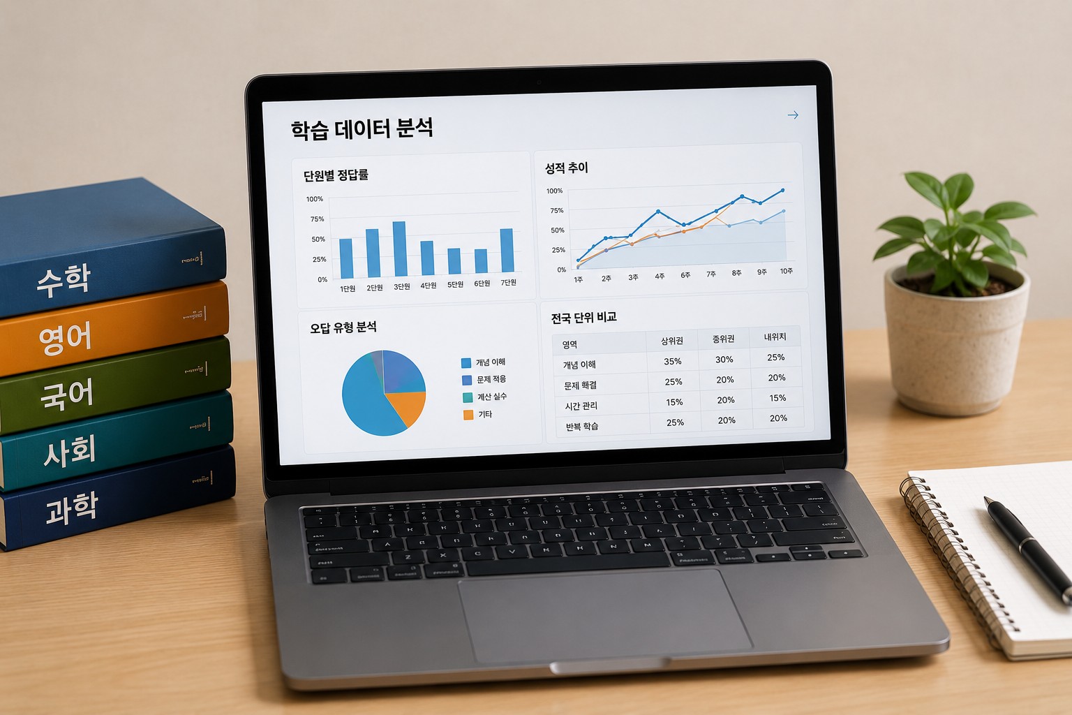과목별 성적 데이터 분석 대시보드